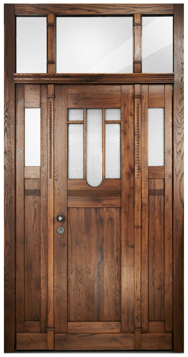 Historische Haustür aus Holz Jugendstil mit glas Löhr massiv Eiche